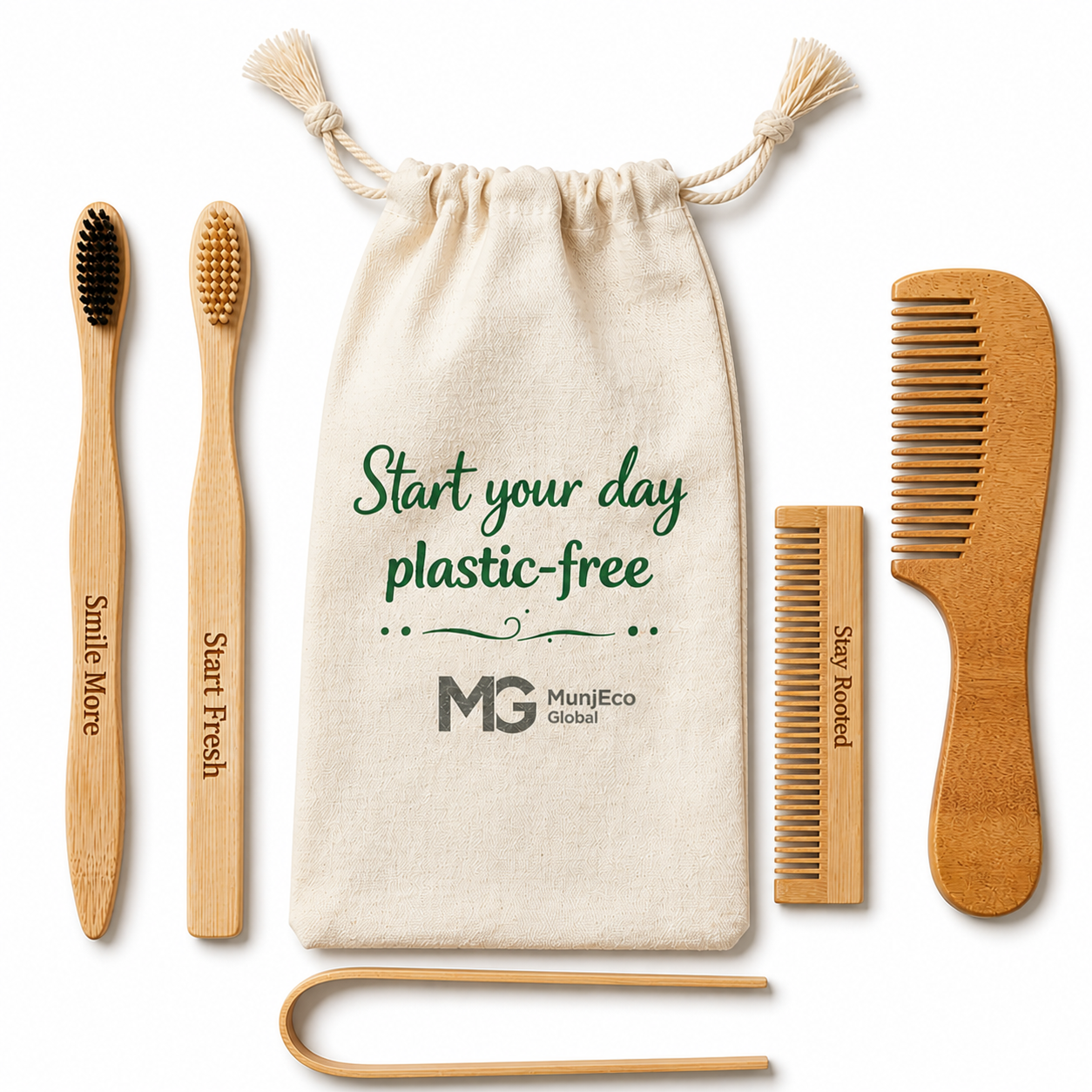 Eco-Friendly Bamboo Personal Care Kit – Plastic-Free Daily Essentials